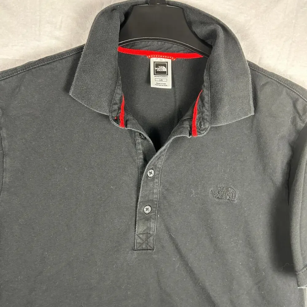 The North Face Men’s Pique Polo Shirt, Solid Black, Embroidered Logo, Size Large